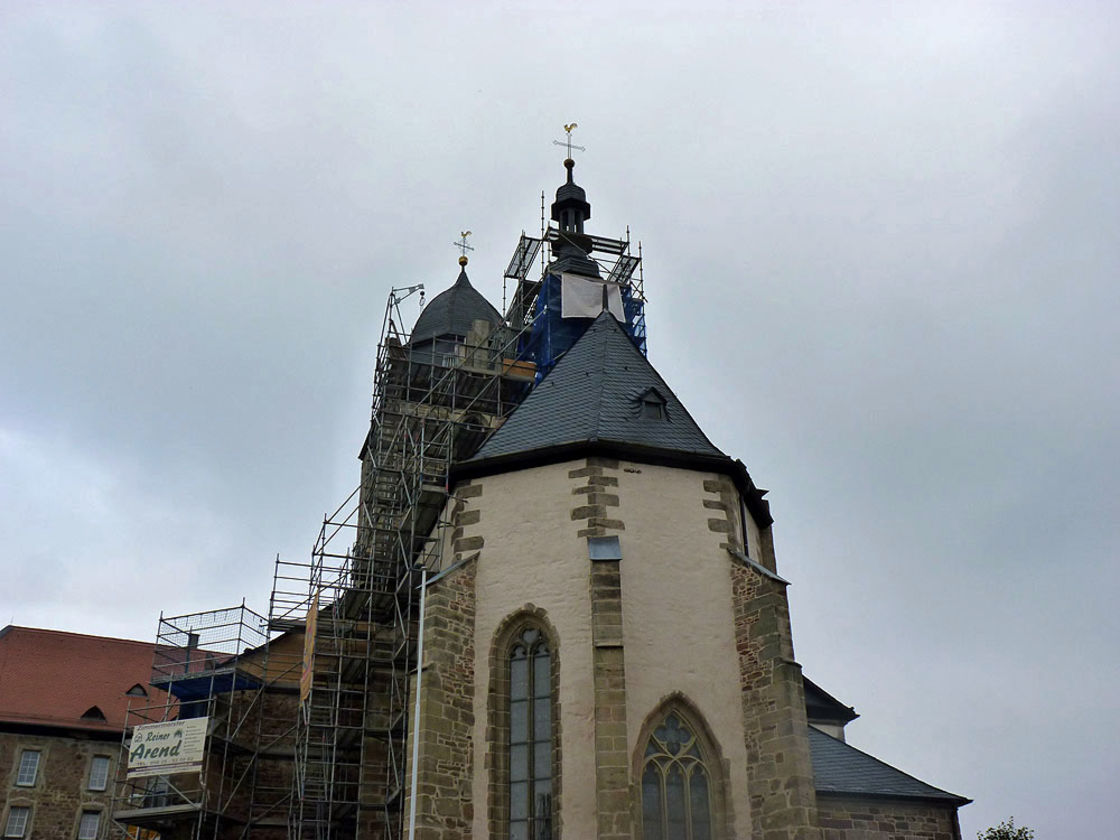Gerüstabbau am Türmchen (Foto: Karl-Franz Thiede)